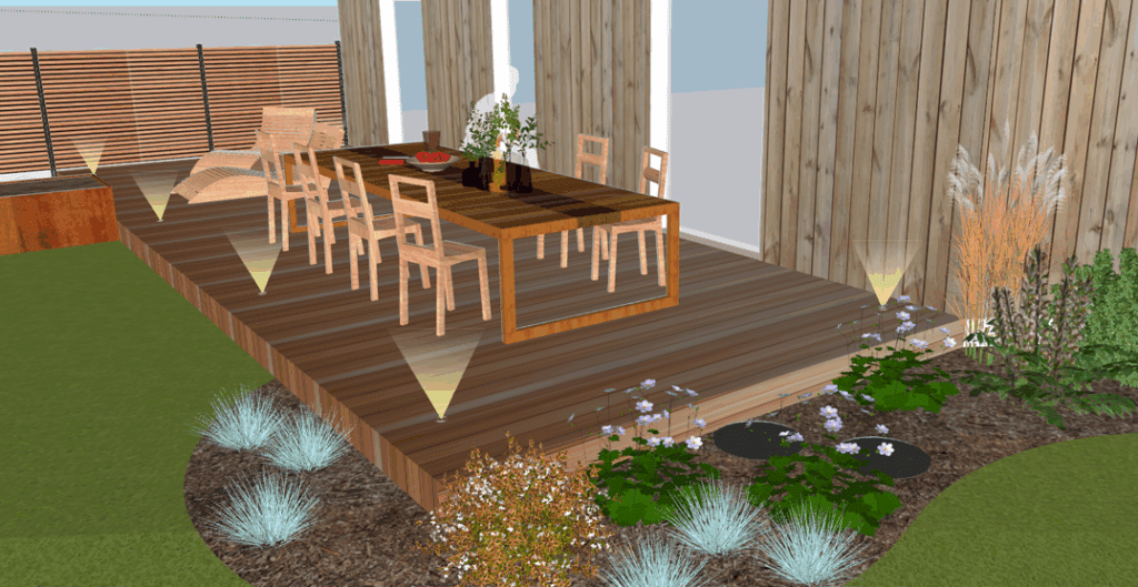 terrasse bois avec éclairage spot