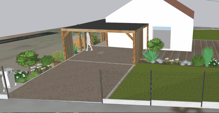 visuel 3D du carport en bois sur-mesure