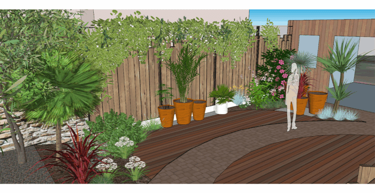 perspective 3D de l'emplacement des pots