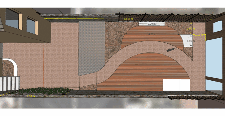 plan masse de la nouvelle terrasse, clôture et espace pot