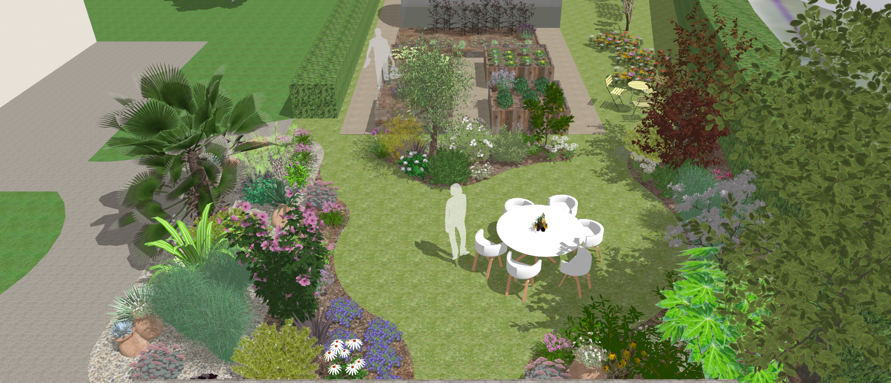 jardin potager et décoratif + gazon