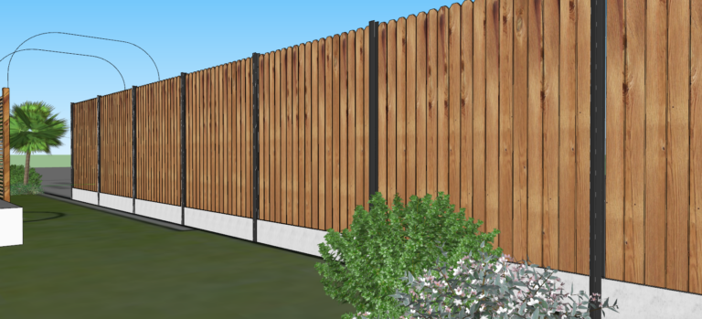 plan 3D Clôture en bois modèle solano